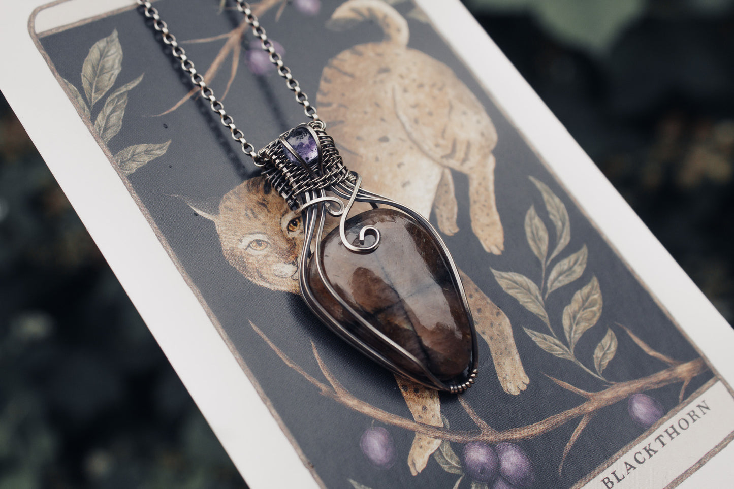 "The Bobcat & Blackthorn" Oracle Necklace