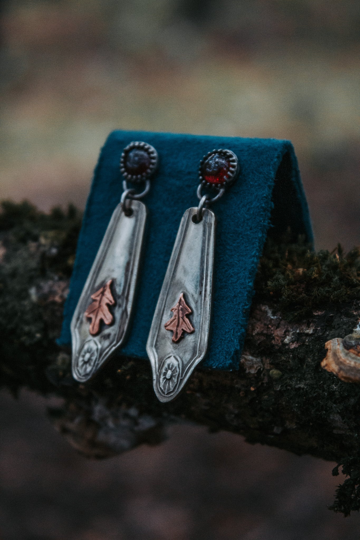 Garnet Spoon Earrings