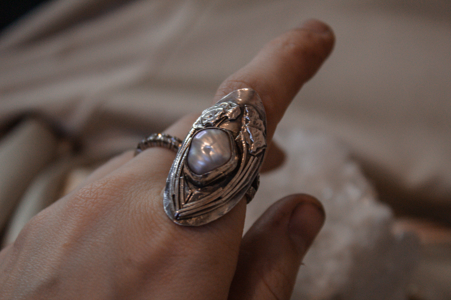 "Ocean’s Embrace" Shield Ring